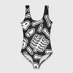 Купальник-боди 3D женский Черепки и костяшки, цвет: 3D-принт