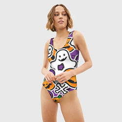 Купальник-боди 3D женский Улыбки хэллоуина, цвет: 3D-принт — фото 2