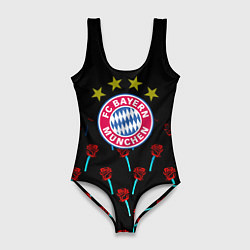 Купальник-боди 3D женский Бавария Мюнхен розы паттерн, цвет: 3D-принт