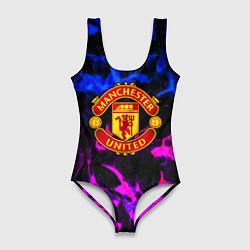 Женский купальник-боди Манчестер Юнайтед огонь неон