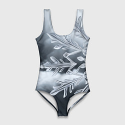 Купальник-боди 3D женский Снежинка на черно белое, цвет: 3D-принт