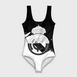 Женский купальник-боди Реал Мадрид краски белые штрихи