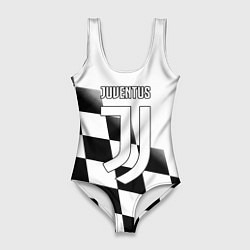 Купальник-боди 3D женский Ювентус клетка краски, цвет: 3D-принт