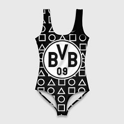Женский купальник-боди Borussia геометрия черно белая