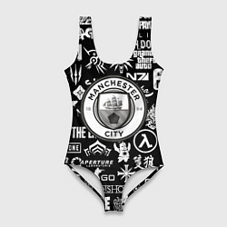 Женский купальник-боди Манчестер сити логотипы игр