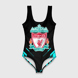 Купальник-боди 3D женский Ливерпуль неон геометрия, цвет: 3D-принт