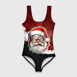 Женский купальник-боди Злой дед мороз красный и черный