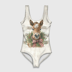 Женский купальник-боди Жеребёнок и новый год