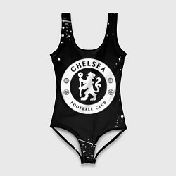 Женский купальник-боди Челси белые краски всплеск