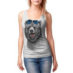 Майка-безрукавка женская Счастливый медведь, цвет: 3D-белый — фото 2