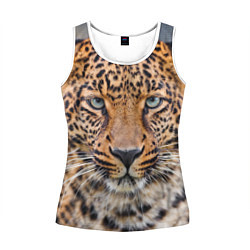 Майка-безрукавка женская Грустный леопард, цвет: 3D-белый