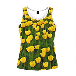 Майка-безрукавка женская Жёлтые тюльпаны, цвет: 3D-белый