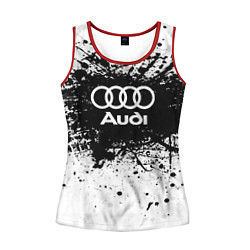 Майка-безрукавка женская Audi: Black Spray, цвет: 3D-красный
