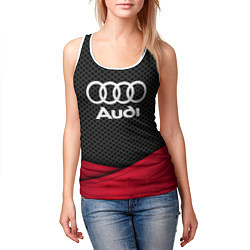 Майка-безрукавка женская Audi: Grey Carbon, цвет: 3D-белый — фото 2