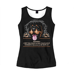 Майка-безрукавка женская Собака Ротвейлер, цвет: 3D-черный