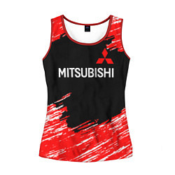 Майка-безрукавка женская Mitsubishi размытые штрихи, цвет: 3D-красный