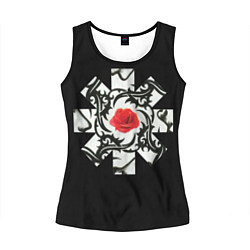 Майка-безрукавка женская RHCP Logo Red Rose, цвет: 3D-черный