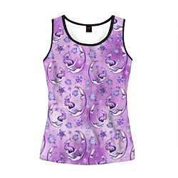 Майка-безрукавка женская Танцующие русалки на фиолетовом, цвет: 3D-черный