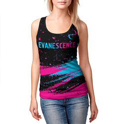 Майка-безрукавка женская Evanescence - neon gradient: символ сверху, цвет: 3D-черный — фото 2