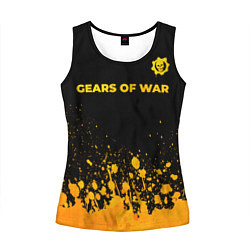 Майка-безрукавка женская Gears of War - gold gradient: символ сверху, цвет: 3D-черный