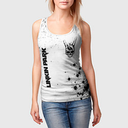 Майка-безрукавка женская Linkin Park и рок символ на светлом фоне, цвет: 3D-белый — фото 2