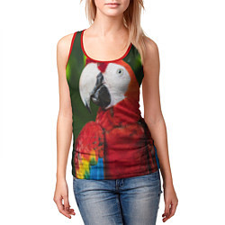 Майка-безрукавка женская Красный попугай Ара, цвет: 3D-красный — фото 2