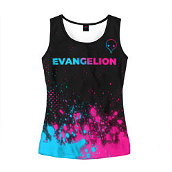 Майка-безрукавка женская Evangelion - neon gradient: символ сверху, цвет: 3D-черный