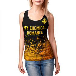 Майка-безрукавка женская My Chemical Romance - gold gradient: символ сверху, цвет: 3D-черный — фото 2