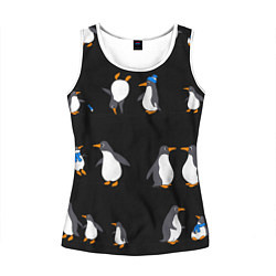 Майка-безрукавка женская Веселая семья пингвинов, цвет: 3D-белый