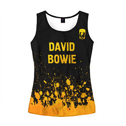Майка-безрукавка женская David Bowie - gold gradient посередине, цвет: 3D-черный