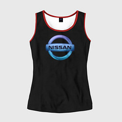 Майка-безрукавка женская Nissan logo neon, цвет: 3D-красный