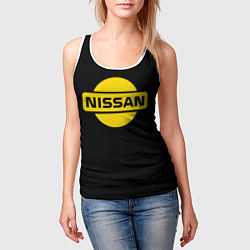Майка-безрукавка женская Nissan yellow logo, цвет: 3D-белый — фото 2