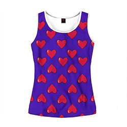 Майка-безрукавка женская Hearts Pattern, цвет: 3D-белый