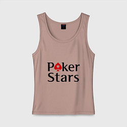 Майка женская хлопок Poker Stars, цвет: пыльно-розовый