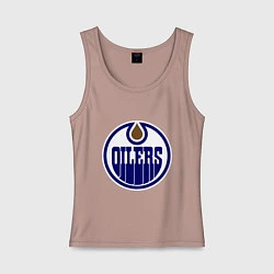 Майка женская хлопок Edmonton Oilers, цвет: пыльно-розовый