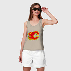 Майка женская хлопок Calgary Flames, цвет: миндальный — фото 2