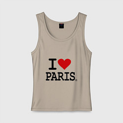 Майка женская хлопок I love Paris, цвет: миндальный