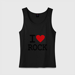 Майка женская хлопок I love Rock, цвет: черный