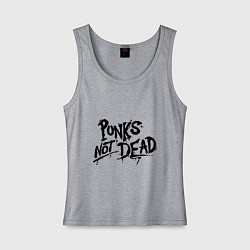 Майка женская хлопок Punks not dead, цвет: меланж