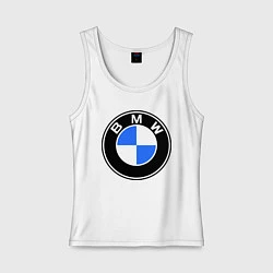 Майка женская хлопок Logo BMW, цвет: белый