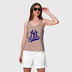 Майка женская хлопок NY - Yankees, цвет: пыльно-розовый — фото 2