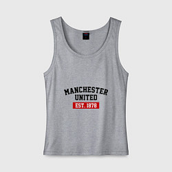 Майка женская хлопок FC Manchester United Est. 1878, цвет: меланж