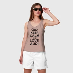 Майка женская хлопок Keep Calm & Love Audi, цвет: пыльно-розовый — фото 2