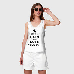 Майка женская хлопок Keep Calm & Love Peugeot, цвет: белый — фото 2