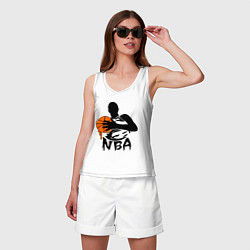 Майка женская хлопок NBA, цвет: белый — фото 2