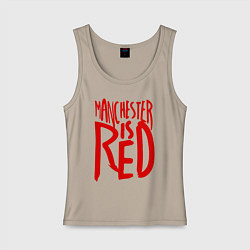 Майка женская хлопок Manchester is Red, цвет: миндальный