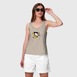 Майка женская хлопок Pittsburgh Penguins: Evgeni Malkin, цвет: миндальный — фото 2