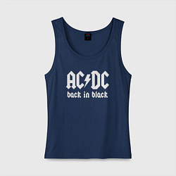 Майка женская хлопок ACDC BACK IN BLACK, цвет: тёмно-синий