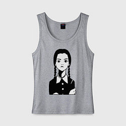 Майка женская хлопок Wednesday Addams, цвет: меланж