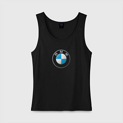 Майка женская хлопок BMW LOGO 2020, цвет: черный